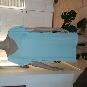 I.ner cascading ruffles vneck semi sheer mini shift dress/tunic